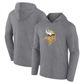 Men's Minnesota Vikings Heather Gray Primary Logo Long Sleeve Hoodie T-Shirt Men's Minnesota Vikings Heather Gray Primary Logo Long Sleeve Hoodie T-Shirt