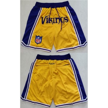 Men's Minnesota Vikings Yellow Shorts (Run Smaller) Men's Minnesota Vikings Yellow Shorts (Run Smaller)