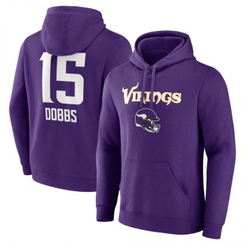 Men's Minnesota Vikings #15 Joshua Dobbs Purple Team Wordmark Player Name & Number Pullover Hoodie Men's Minnesota Vikings #15 Joshua Dobbs Purple Team Wordmark Player Name & Number Pullover Hoodie