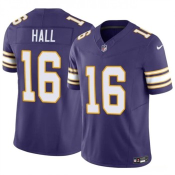 Men's Minnesota Vikings #16 Jaren Hall Purple 2023 F.U.S.E. Vapor Untouchable Throwback Limited Stitched Jersey Men's Minnesota Vikings #16 Jaren Hall Purple 2023 F.U.S.E. Vapor Untouchable Throwback Limited Stitched Jersey