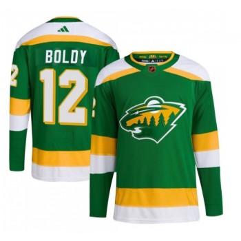 Men's Minnesota Wild #12 Matt Boldy Green 2022-23 Reverse Retro Stitched Jersey Men's Minnesota Wild #12 Matt Boldy Green 2022-23 Reverse Retro Stitched Jersey