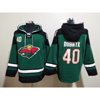 Men's Minnesota Wild #40 Devan Dubnyk Green Ageless Must-Have Lace-Up Pullover Hoodie Men's Minnesota Wild #40 Devan Dubnyk Green Ageless Must-Have Lace-Up Pullover Hoodie
