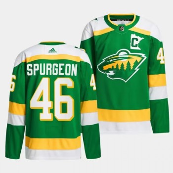 Men's Minnesota Wild #46 Jared Spurgeon Green 2023-24 Stitched Jersey Men's Minnesota Wild #46 Jared Spurgeon Green 2023-24 Stitched Jersey