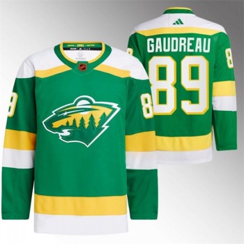 Men's Minnesota Wild #89 Frederick Gaudreau Green 2022-23 Reverse Retro Stitched Jersey Men's Minnesota Wild #89 Frederick Gaudreau Green 2022-23 Reverse Retro Stitched Jersey
