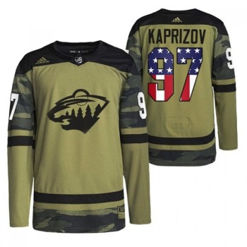 Men's Minnesota Wild #97 Kirill Kaprizov Military Appreciation Night Camo Stitched Jersey Men's Minnesota Wild #97 Kirill Kaprizov Military Appreciation Night Camo Stitched Jersey