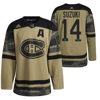 Men's Montreal Canadiens #14 Nick Suzuki Olive Salute To Service Stitched Jersey Men's Montreal Canadiens #14 Nick Suzuki Olive Salute To Service Stitched Jersey