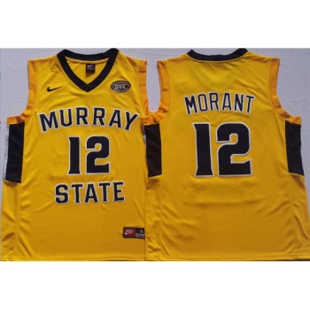 Men's Murray State Racers #12 Ja Morant Yellow Stitched Jersey Men's Murray State Racers #12 Ja Morant Yellow Stitched Jersey