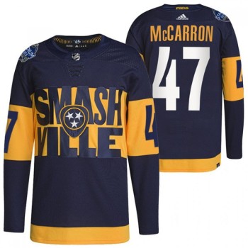 Men's Nashville Predators #47 Michael Mccarron 2022 Navy Stadium Series Breakaway Player Stitched Jersey Men's Nashville Predators #47 Michael Mccarron 2022 Navy Stadium Series Breakaway Player Stitched Jersey