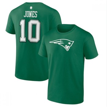 Men's New England Patriots #10 Mac Jones Green St. Patrick's Day Icon Player T-Shirt Men's New England Patriots #10 Mac Jones Green St. Patrick's Day Icon Player T-Shirt