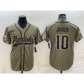 Men's New England Patriots #10 Mac Jones Olive 2022 Salute to Service Cool Base Stitched Baseball Jersey Men's New England Patriots #10 Mac Jones Olive 2022 Salute to Service Cool Base Stitched Baseball Jersey