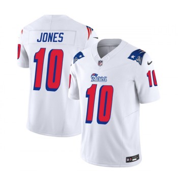 Men's New England Patriots #10 Mac Jones White 2023 F.U.S.E. Throwback Limited Stitched Football Jersey Men's New England Patriots #10 Mac Jones White 2023 F.U.S.E. Throwback Limited Stitched Football Jersey