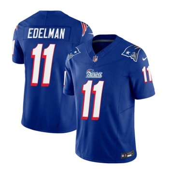 Men's New England Patriots #11 Julian Edelman Blue 2023 F.U.S.E. Throwback Limited Stitched Football Jersey Men's New England Patriots #11 Julian Edelman Blue 2023 F.U.S.E. Throwback Limited Stitched Football Jersey