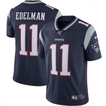 Men's New England Patriots #11 Julian Edelman Navy 2019 100th Season Vapor Untouchable Limited Stitched NFL Jersey Men's New England Patriots #11 Julian Edelman Navy 2019 100th Season Vapor Untouchable Limited Stitched NFL Jersey