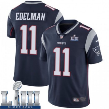 Men's New England Patriots #11 Julian Edelman Navy Blue Super Bowl LIII Vapor Untouchable Limited Stitched NFL Jersey Men's New England Patriots #11 Julian Edelman Navy Blue Super Bowl LIII Vapor Untouchable Limited Stitched NFL Jersey