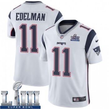 Men's New England Patriots #11 Julian Edelman White Super Bowl LIII Vapor Untouchable Limited Stitched NFL Jersey Men's New England Patriots #11 Julian Edelman White Super Bowl LIII Vapor Untouchable Limited Stitched NFL Jersey