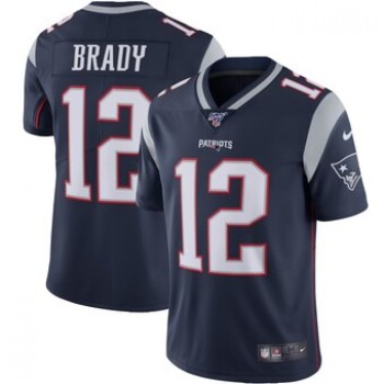Men's New England Patriots #12 Tom Brady Navy 2019 100th Season Vapor Untouchable Limited Stitched NFL Jersey Men's New England Patriots #12 Tom Brady Navy 2019 100th Season Vapor Untouchable Limited Stitched NFL Jersey