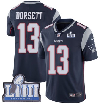 Men's New England Patriots #13 Phillip Dorsett Navy Blue Super Bowl LIII Vapor Untouchable Limited Stitched NFL Jersey Men's New England Patriots #13 Phillip Dorsett Navy Blue Super Bowl LIII Vapor Untouchable Limited Stitched NFL Jersey