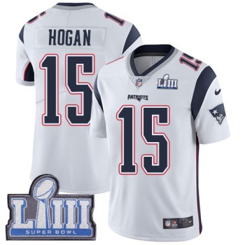 Men's New England Patriots #15 Chris Hogan White Super Bowl LIII Bound Vapor Untouchable Limited Stitched NFL Jersey Men's New England Patriots #15 Chris Hogan White Super Bowl LIII Bound Vapor Untouchable Limited Stitched NFL Jersey