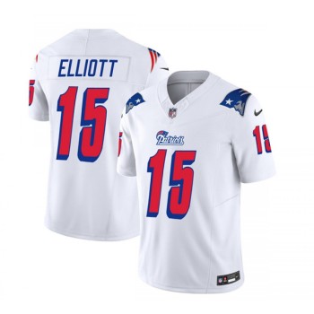 Men's New England Patriots #15 Ezekiel Elliott White 2023 F.U.S.E. Throwback Limited Stitched Football Jersey Men's New England Patriots #15 Ezekiel Elliott White 2023 F.U.S.E. Throwback Limited Stitched Football Jersey