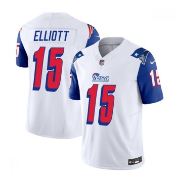 Men's New England Patriots #15 Ezekiel Elliott White/Blue 2023 F.U.S.E. Throwback Limited Stitched Football Jersey Men's New England Patriots #15 Ezekiel Elliott White/Blue 2023 F.U.S.E. Throwback Limited Stitched Football Jersey