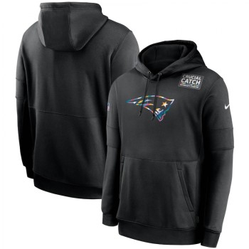 Men's New England Patriots 2020 Black Crucial Catch Sideline Performance Pullover Hoodie Men's New England Patriots 2020 Black Crucial Catch Sideline Performance Pullover Hoodie