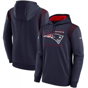 Men's New England Patriots 2021 Navy Sideline Logo Performance Pullover Hoodie Men's New England Patriots 2021 Navy Sideline Logo Performance Pullover Hoodie