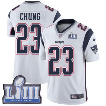 Men's New England Patriots #23 Patrick Chung White Super Bowl LIII Vapor Untouchable Limited Stitched NFL Jersey Men's New England Patriots #23 Patrick Chung White Super Bowl LIII Vapor Untouchable Limited Stitched NFL Jersey