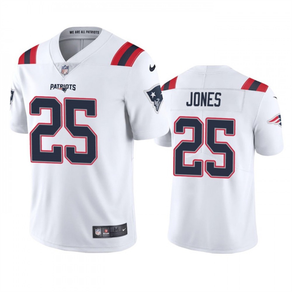 Men's New England Patriots #25 Marcus Jones White Vapor Untouchable Limited Stitched Jersey