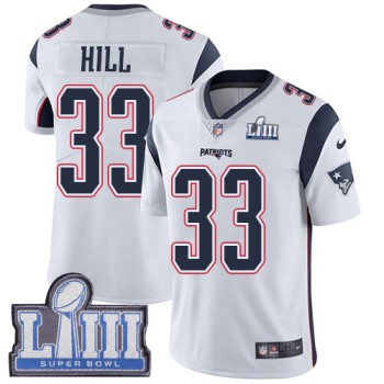 Men's New England Patriots #33 Jeremy Hill White Super Bowl LIII Vapor Untouchable Limited Stitched NFL Jersey Men's New England Patriots #33 Jeremy Hill White Super Bowl LIII Vapor Untouchable Limited Stitched NFL Jersey