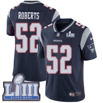 Men's New England Patriots #52 Elandon Roberts Navy Blue Super Bowl LIII Vapor Untouchable Limited Stitched NFL Jersey Men's New England Patriots #52 Elandon Roberts Navy Blue Super Bowl LIII Vapor Untouchable Limited Stitched NFL Jersey