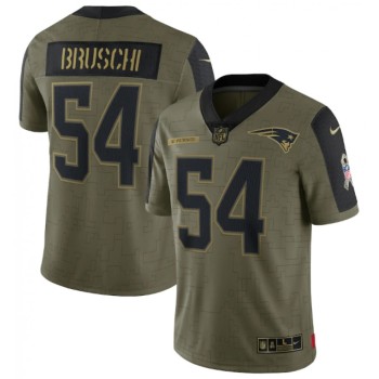 Men's New England Patriots #54 Tedy Bruschi 2021 Olive Salute To Service Limited Stitched Jersey Men's New England Patriots #54 Tedy Bruschi 2021 Olive Salute To Service Limited Stitched Jersey