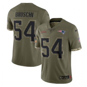 Men's New England Patriots #54 Tedy Bruschi Olive 2022 Salute To Service Limited Stitched Jersey Men's New England Patriots #54 Tedy Bruschi Olive 2022 Salute To Service Limited Stitched Jersey