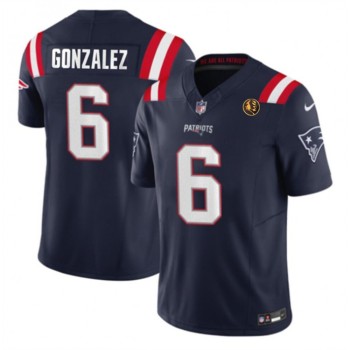 Men's New England Patriots #6 Christian Gonzalez Navy 2023 F.U.S.E. With John Madden Patch Vapor Limited Stitched Football Jersey Men's New England Patriots #6 Christian Gonzalez Navy 2023 F.U.S.E. With John Madden Patch Vapor Limited Stitched Football Jersey