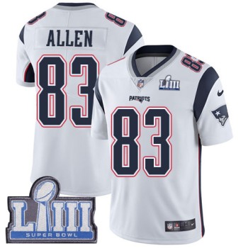Men's New England Patriots #83 Dwayne Allen White Super Bowl LIII Vapor Untouchable Limited Stitched NFL Jersey Men's New England Patriots #83 Dwayne Allen White Super Bowl LIII Vapor Untouchable Limited Stitched NFL Jersey