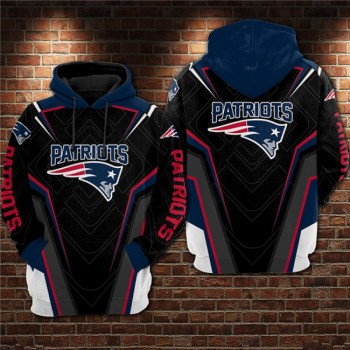 Men's New England Patriots Black/Blue 3D All Over Print Pullover Hoodie Men's New England Patriots Black/Blue 3D All Over Print Pullover Hoodie