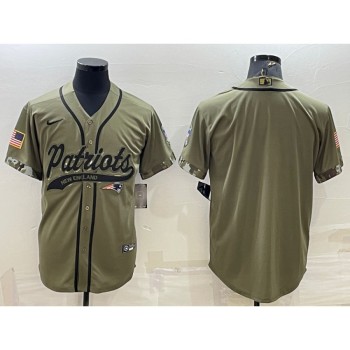 Men's New England Patriots Blank Olive Salute to Service Cool Base Stitched Baseball Jersey Men's New England Patriots Blank Olive Salute to Service Cool Base Stitched Baseball Jersey