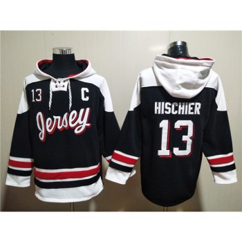 Men's New Jersey Devils #13 Nico Hischier Black/White Ageless Must-Have Lace-Up Pullover Hoodie Men's New Jersey Devils #13 Nico Hischier Black/White Ageless Must-Have Lace-Up Pullover Hoodie