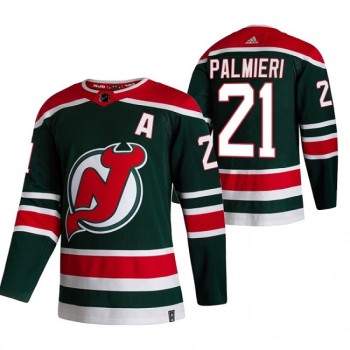 Men's New Jersey Devils #21 Kyle Palmieri 2021 Green Reverse Retro Stitched NHL Jersey Men's New Jersey Devils #21 Kyle Palmieri 2021 Green Reverse Retro Stitched NHL Jersey