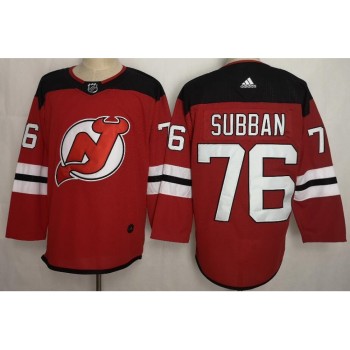 Men's New Jersey Devils #76 P.K. Subban Red Stitched NHL Jersey Men's New Jersey Devils #76 P.K. Subban Red Stitched NHL Jersey