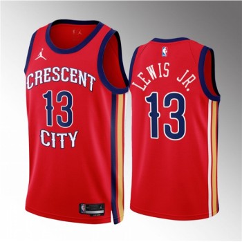 Men's New Orleans Pelicans #13 Kira Lewis Jr. Red 2022/23 Statement Edition Stitched Basketball Jersey Men's New Orleans Pelicans #13 Kira Lewis Jr. Red 2022/23 Statement Edition Stitched Basketball Jersey