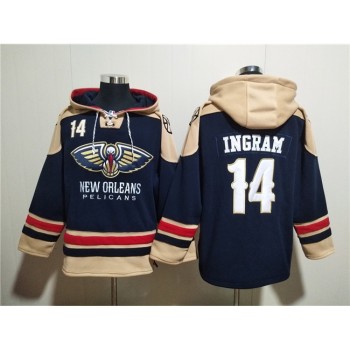 Men's New Orleans Pelicans #14 Brandon Ingram Navy Ageless Must-Have Lace-Up Pullover Hoodie Men's New Orleans Pelicans #14 Brandon Ingram Navy Ageless Must-Have Lace-Up Pullover Hoodie