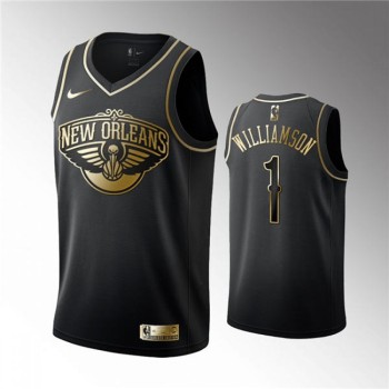 Men's New Orleans Pelicans #1 Zion Williamson Black 2019 Golden Edition Stitched NBA Jersey Men's New Orleans Pelicans #1 Zion Williamson Black 2019 Golden Edition Stitched NBA Jersey