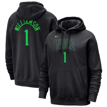 Men's New Orleans Pelicans #1 Zion Williamson Black 2023/24 City Edition Name & Number Pullover Hoodie Men's New Orleans Pelicans #1 Zion Williamson Black 2023/24 City Edition Name & Number Pullover Hoodie