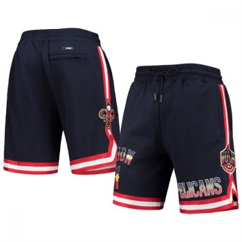Men's New Orleans Pelicans #1 Zion Williamson Navy Shorts Men's New Orleans Pelicans #1 Zion Williamson Navy Shorts