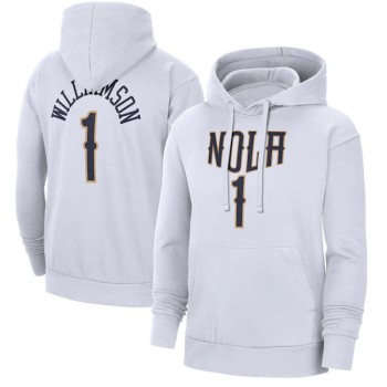 Men's New Orleans Pelicans #1 Zion Williamson White Pullover Hoodie Men's New Orleans Pelicans #1 Zion Williamson White Pullover Hoodie