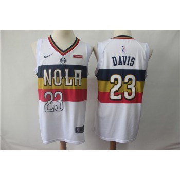 Men's New Orleans Pelicans #23 Anthony Davis White 2018/19 Earned Edition Swingman Stitched NBA Jersey Men's New Orleans Pelicans #23 Anthony Davis White 2018/19 Earned Edition Swingman Stitched NBA Jersey