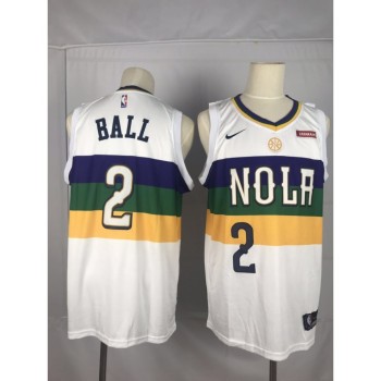Men's New Orleans Pelicans #2 Lonzo Ball White Earned Edition Swingman Stitched NBA Jersey