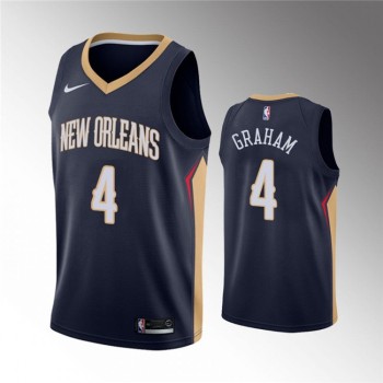 Men's New Orleans Pelicans #4 Devonte'Graham Navy Icon Edition Stitched Jersey