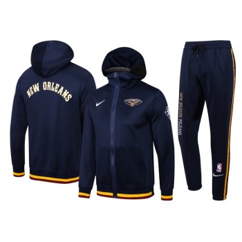 Men's New Orleans Pelicans 75th Anniversary Navy Performance Showtime Full-Zip Hoodie Jacket And Pants  Suit Men's New Orleans Pelicans 75th Anniversary Navy Performance Showtime Full-Zip Hoodie Jacket And Pants  Suit