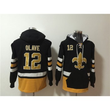 Men's New Orleans Saints #12 Chris Olave Black Ageless Must-Have Lace-Up Pullover Hoodie Men's New Orleans Saints #12 Chris Olave Black Ageless Must-Have Lace-Up Pullover Hoodie